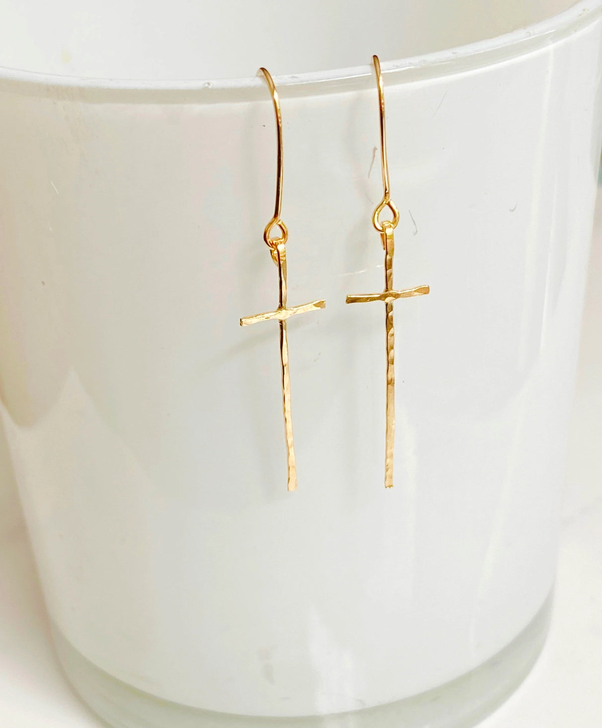 GOLD MODERN CROSS EARRINGS