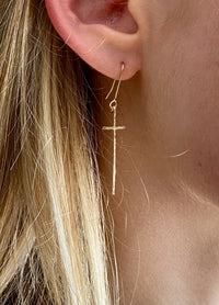 GOLD MODERN CROSS EARRINGS
