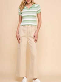 LAINEY GREEN STRIPE TOP
