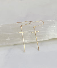 GOLD MODERN CROSS EARRINGS