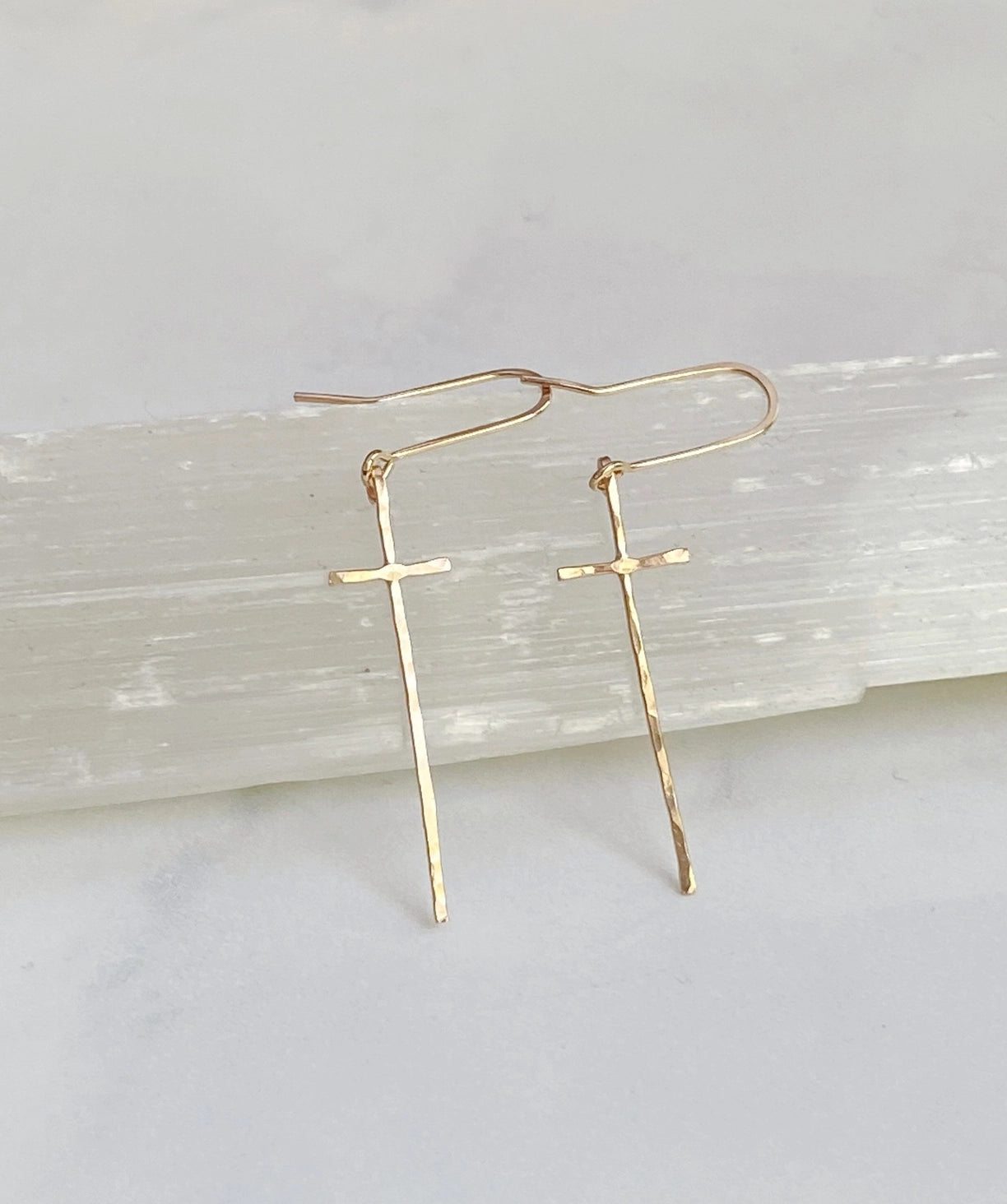 GOLD MODERN CROSS EARRINGS