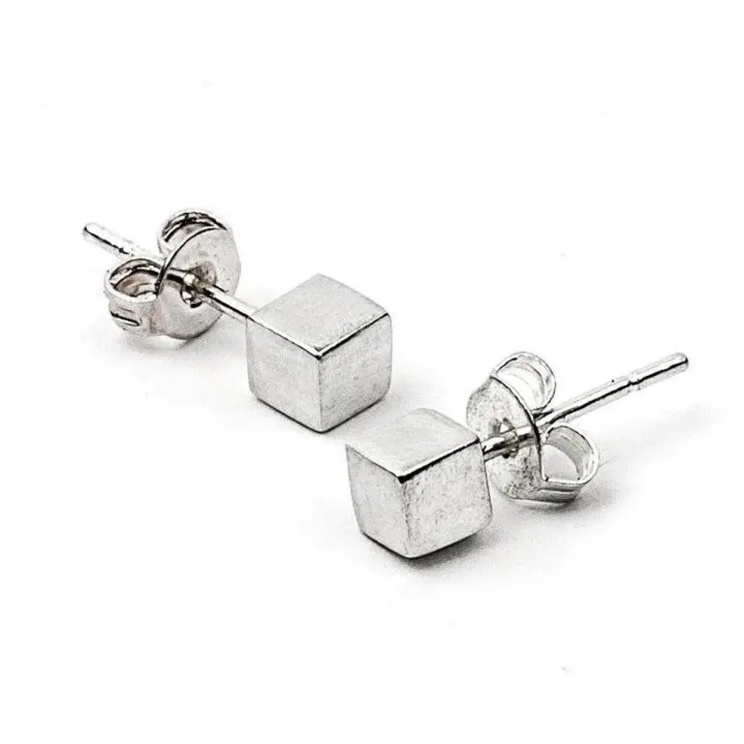 SILVER CUBE STUDS
