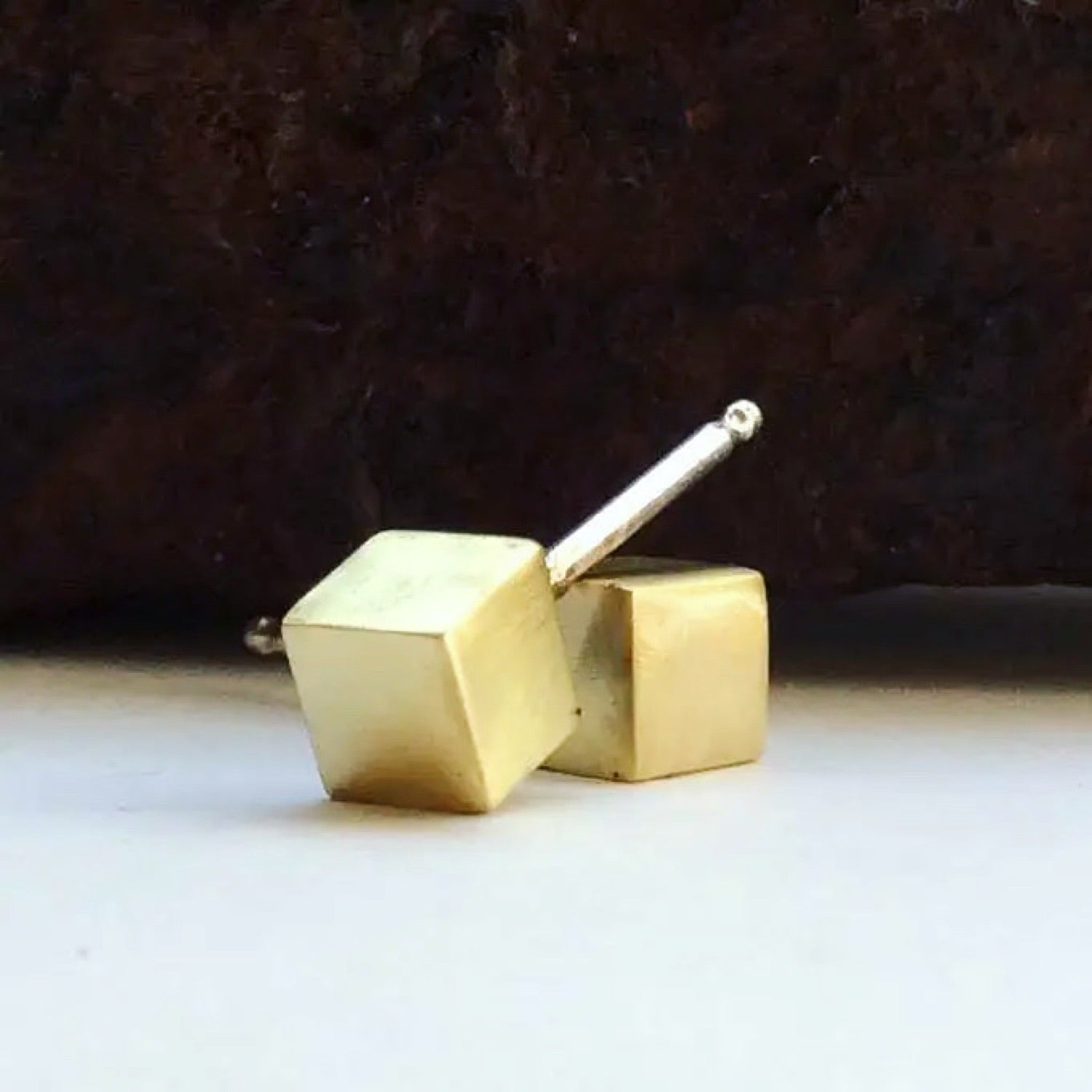 BRASS CUBE STUDS