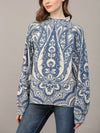 JAQUIEJACQUARD KNIT BLUESWEATER