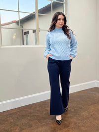 MALIA BLUE HIGH NECK SWEATER