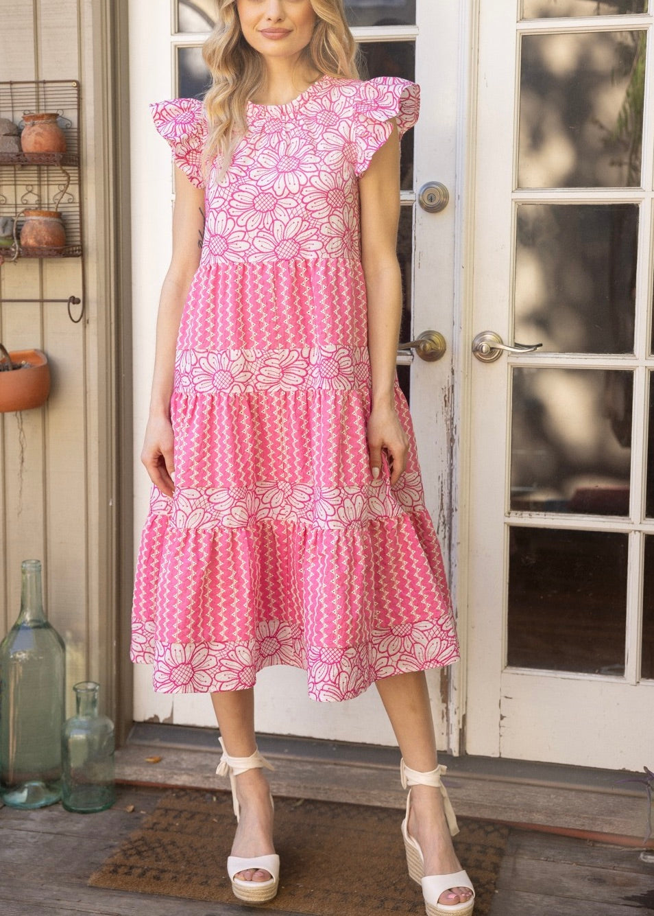 ALANA EMBROIDERED TIERED DRESS