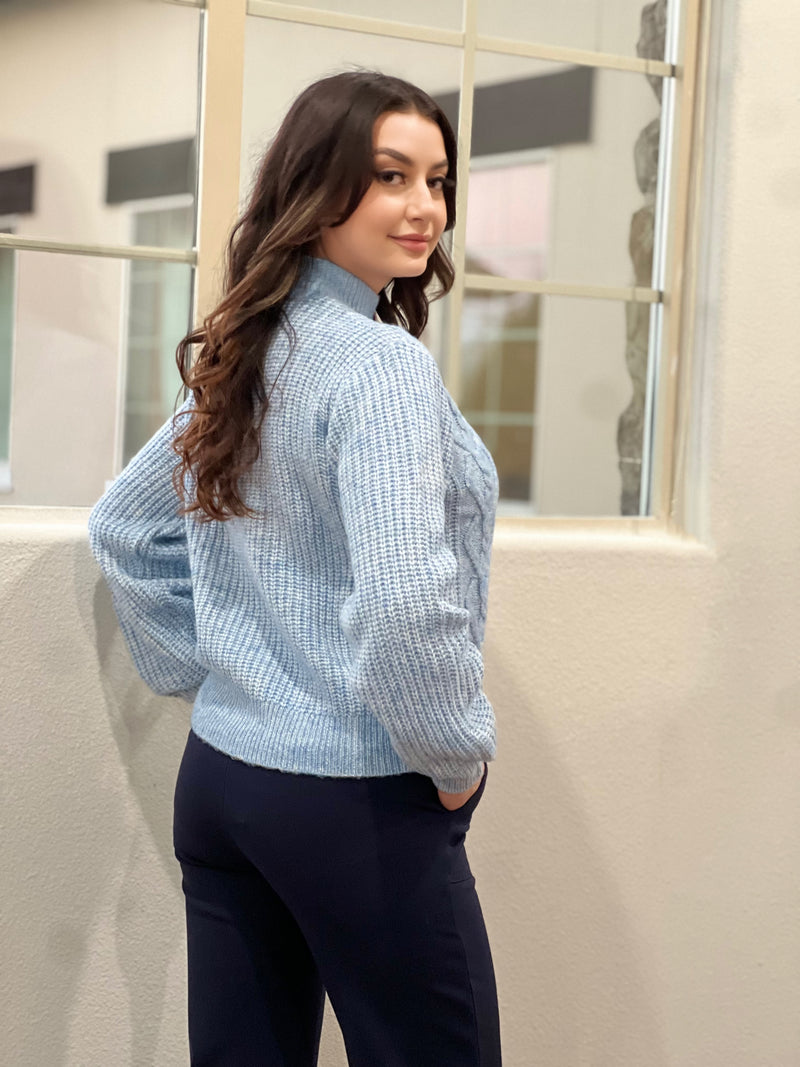 MALIA BLUE HIGH NECK SWEATER