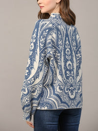 JAQUIEJACQUARD KNIT BLUESWEATER