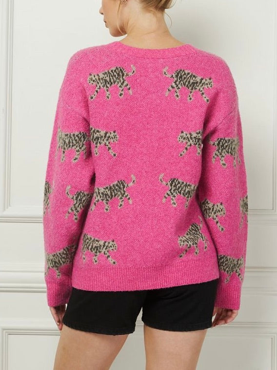 WILLOW FUCHSIA CAT CARDIGAN