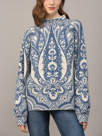 JAQUIEJACQUARD KNIT BLUESWEATER