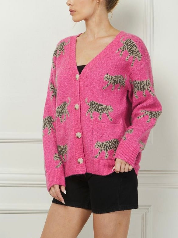 WILLOW FUCHSIA CAT CARDIGAN