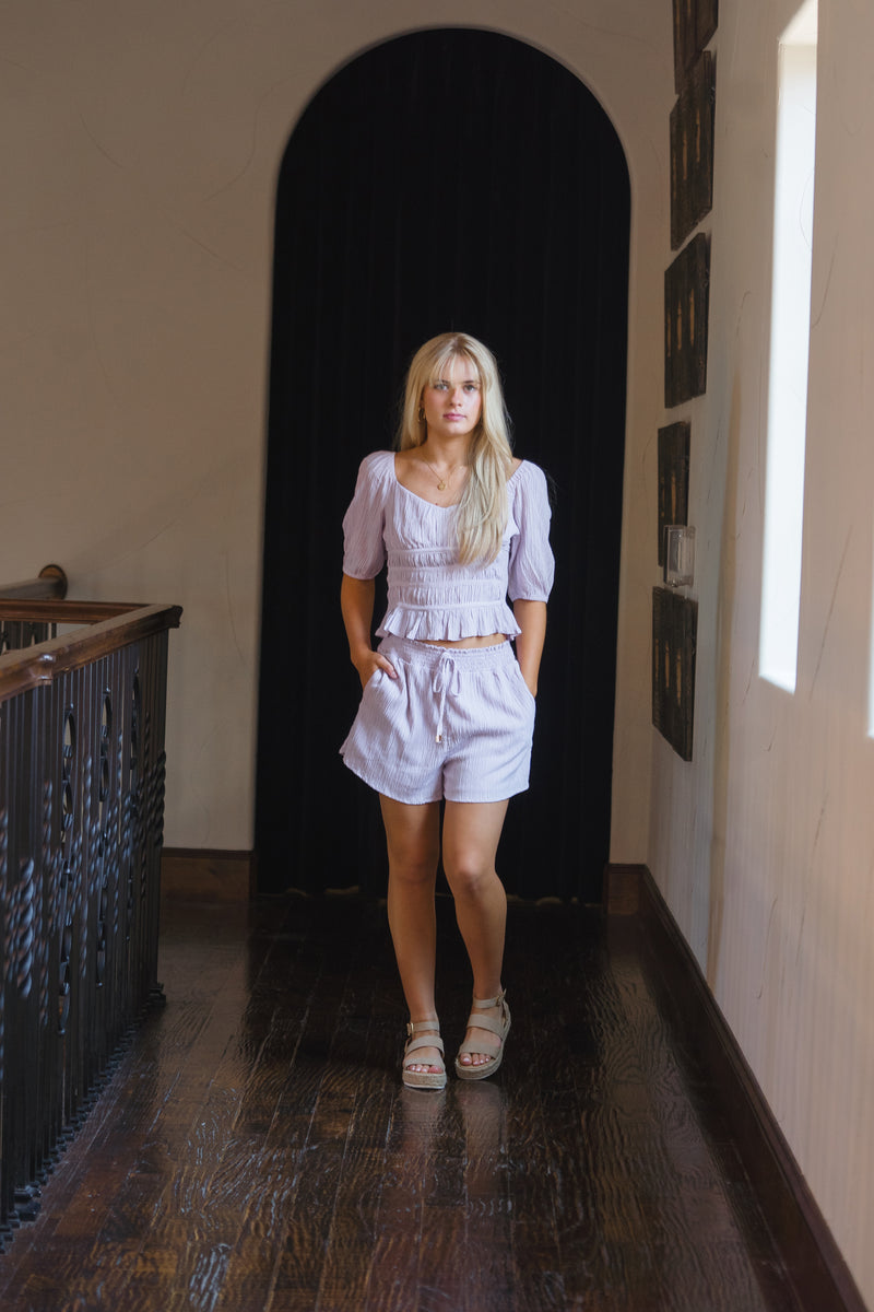 ABBIE DUSTY LILAC SHORTS