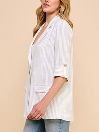 HARPER OFF-WHITE PINSTRIPE JACKET