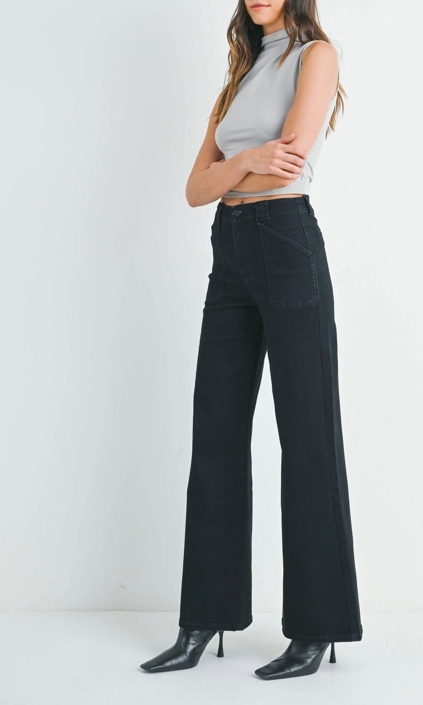 SABINE BLACK PATCH DENIM