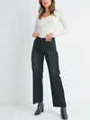 LETA SLIM PALAZZO DENIM BLACK