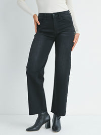 LETA SLIM PALAZZO DENIM BLACK