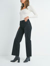 LETA SLIM PALAZZO DENIM BLACK